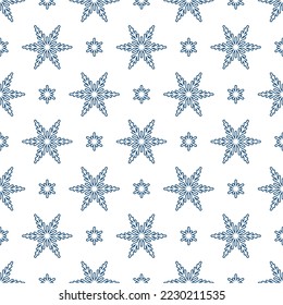 Christmas star seamless pattern. Design for fabric, wrapping gift paper and backgrounds. Winter holiday season. Vector illustration. 