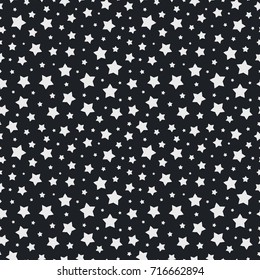 Christmas star seamless pattern white color on black background. Christmas decoration element. Vector Illustration