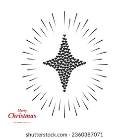 Christmas Star Shape Made of Heart Icons. Hearts Love Signs and Xmas Star Silhouette, New Year Passion Concept