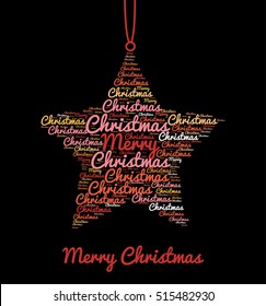 Christmas Star Shape Ornament Design of Word Cloud