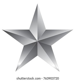 Christmas Star silver - 5 point star - isolated on white - vector illustration
