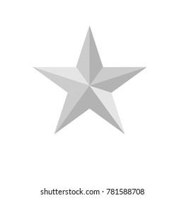 Christmas star in silver for Christmas decoration and other activities isolated from white background. 3D rendering as vector illustration.