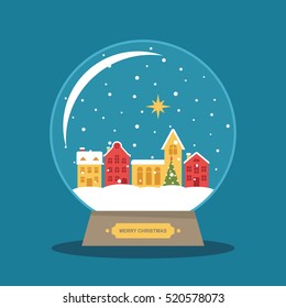 Christmas Star Snow Globe Flat Vector Illustration