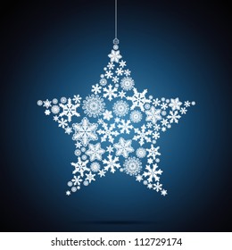 Christmas Star, Snowflake Design Background.