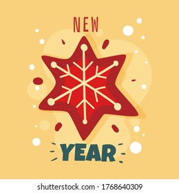 Christmas star with a snowflake Poster. Vector illustration. Christmas symbol