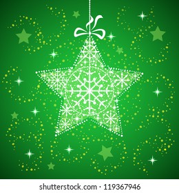 Christmas star with snowflakes green. Christmas background with snowflakes. vector illustration