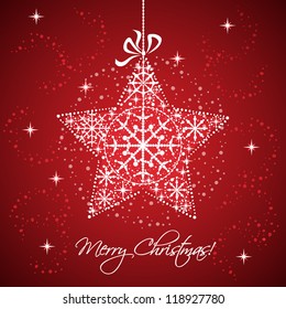 Christmas star with snowflakes red  Christmas background with snowflakes. vector illustration.