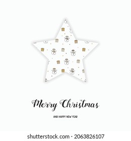 Christmas star with snowmen and wishes. Vector