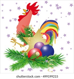 christmas star and three cristmas balls