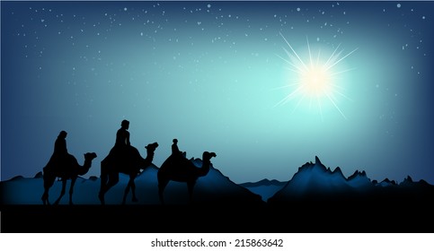 Estrella de Navidad. Tres sabios. Vector