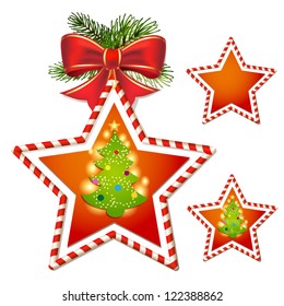 Christmas star with tree and bow