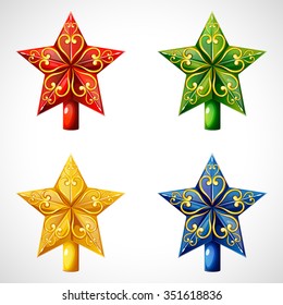 Christmas star tree topper. Christmas topper for christmas tree. The star on the Christmas tree. Christmas tree topper set