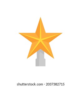 Christmas star vector icon design. Golden metal for ornament or decoration by hanging on top of christmas tree for event i.e. celebration, merry christmas, holiday, happy new year in winter season.
