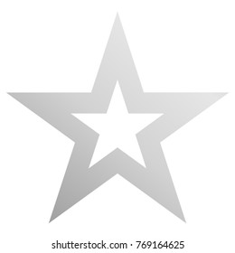 Christmas star white - outlined 5 point star - isolated on white - vector illustration