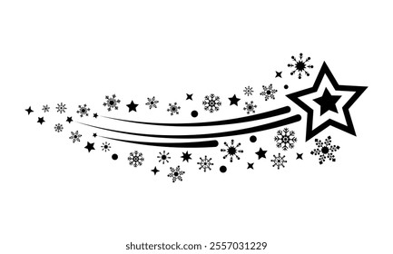 christmas star winter celebrate element icon silhouette isolated on white background