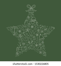 Christmas star. Xmas decoration with festive icons. Vector