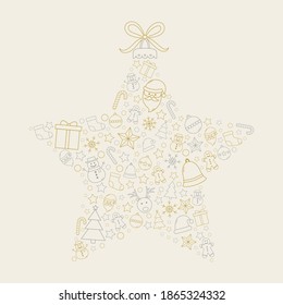 Christmas star. Xmas decoration with festive icons. Vector