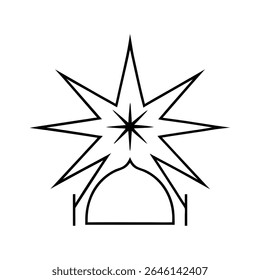 a christmas starburst behind manger scene elegant
