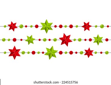 Christmas starry decorations on white