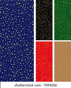 a christmas starry night seamless pattern in five flavour. Select all your preferred art and drop it into your swatches palette to create an Adobe Illustrator pattern.