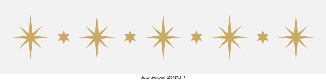 Christmas stars border divider. Vector illustration.