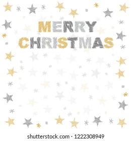 Christmas stars dots pattern scribble drawing isolated, for christmas background