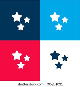 Christmas stars four color material and minimal icon logo set in red and blue