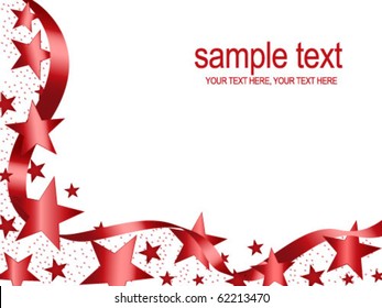 Christmas stars frame and wavy ribbon on white background with copy space