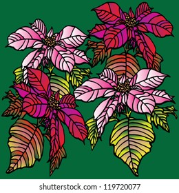 Christmas stars  green pattern