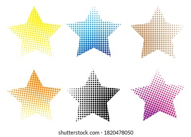 Christmas stars. Half tone of the star. Five-pointed stars. Vector illustration.