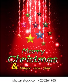 Christmas stars from light vector background 