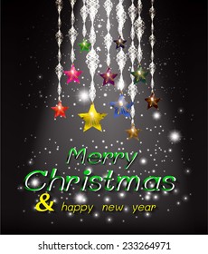 Christmas stars from light vector background 