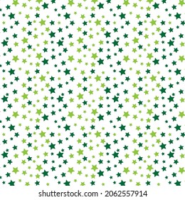 Christmas stars Seamless pattern on white background, vector illustration. Cute trendy green stars pattern Vector  illustration. Ideal for print, wallpaper, fabric, fashion, web or Wrapping paper.