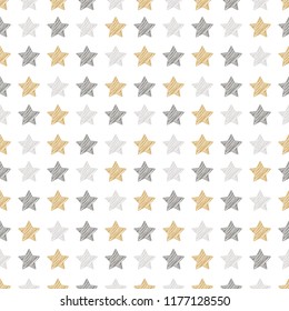 christmas stars seamless pattern scribble drawing white isolated background