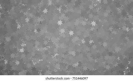Christmas stars silver color. poster Merry Christmas and a Happy New Year. abstract grey background pattern design. monochrome stipple effect. gray full HD vector illustration.