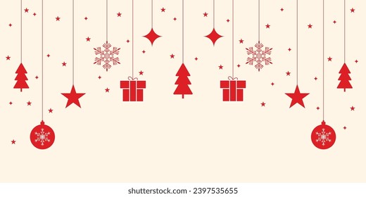Christmas with stars and tree with gift box and snow