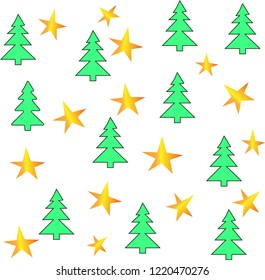Christmas stars and trees, background
