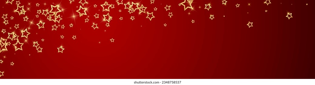 Weihnachtssterne, Vektorüberlagerung.  Magic Sterne Luxus funkelnden Konfetti. Weihnachtsgeist. Festliche Sterne, Vektorgrafik auf rotem Hintergrund.