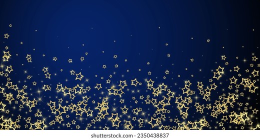 Christmas stars vector overlay.  Magic stars luxury sparkling confetti. Christmas spirit. Festive stars vector illustration on dark blue background.