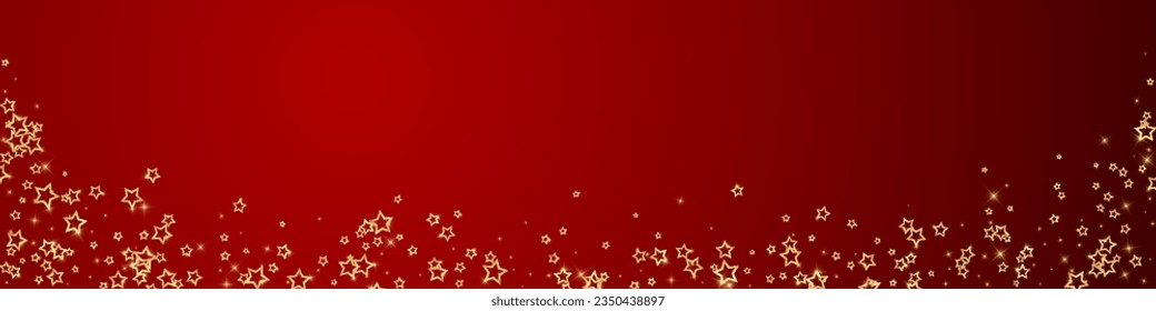 Christmas stars vector overlay.  Magic stars luxury sparkling confetti. Christmas spirit. Festive stars vector illustration on red background.