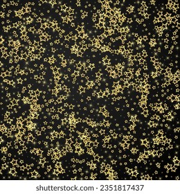 Christmas stars vector overlay.  Magic stars luxury sparkling confetti. Christmas spirit. Festive stars vector illustration on black background.