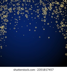 Christmas stars vector overlay.  Magic stars luxury sparkling confetti. Christmas spirit. Festive stars vector illustration on dark blue background.