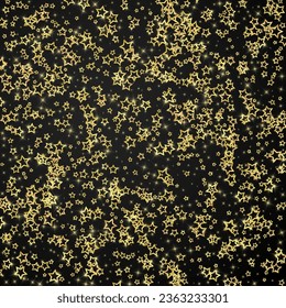 Weihnachtssterne, Vektorüberlagerung.  Magic Sterne Luxus funkelnden Konfetti. Weihnachtsgeist. Festliche Sterne, Vektorgrafik auf schwarzem Hintergrund.