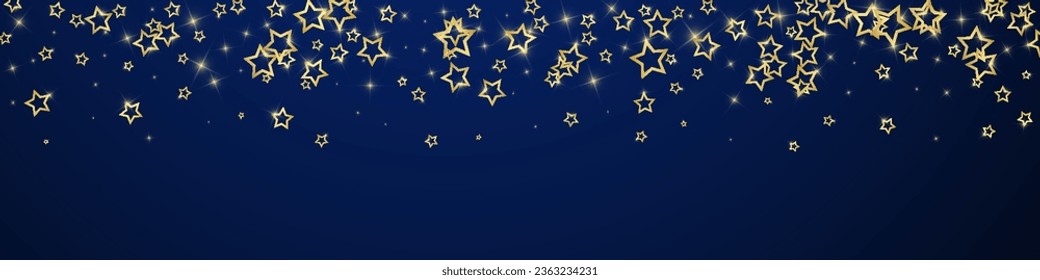 Superposición vectorial de las estrellas navideñas.  Magia estrellas de lujo confeti brillante. Espíritu navideño. Ilustración vectorial de estrellas festivas sobre fondo azul oscuro.