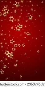 Christmas stars vector overlay. Magic stars luxury sparkling confetti. Christmas spirit. Festive stars vector illustration on red background.