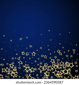 Christmas stars vector overlay.  Magic stars luxury sparkling confetti. Christmas spirit. Festive stars vector illustration on dark blue background.