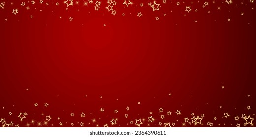 Superposición vectorial de las estrellas navideñas.  Magia estrellas de lujo confeti brillante. Espíritu navideño. Ilustración vectorial de estrellas festivas sobre fondo rojo.