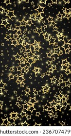 Christmas stars vector overlay.  Magic stars luxury sparkling confetti. Christmas spirit. Festive stars vector illustration on black background.