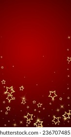 Christmas stars vector overlay.  Magic stars luxury sparkling confetti. Christmas spirit. Festive stars vector illustration on red background.