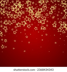 Weihnachtssterne, Vektorüberlagerung.  Magic Sterne Luxus funkelnden Konfetti. Weihnachtsgeist. Festliche Sterne, Vektorgrafik auf rotem Hintergrund.